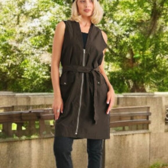 Baggy Oversize 90s Grunge Punk Belted Vest Grunge Punk Streetwear in Olive Green - Picture 2 of 10